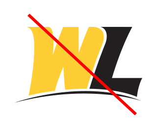 WLU Logo W Gold Y and Swoosh Black