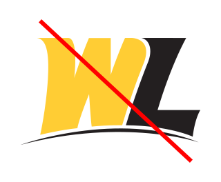 WLU Logo W Gold Y and Swoosh Black
