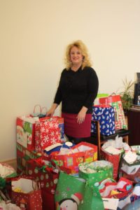 Beth Salatino with gifts