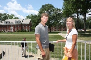 Incoming biology major Connor Clark, Parsippany, N.J., discusses campus life with his mother Kristen.