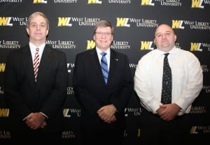 Dr. Greg Chase, President Stephen Greiner and Dr. Keith Bell explain the advantages of the new master's programs at Feb. 29 press conference.