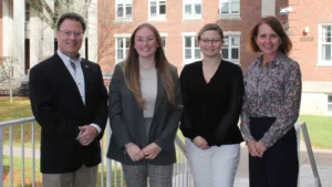 From left: John Dolan, WLU Foundation Board Member, interns Courtney Ellifritz, Janina Kruppke, and WLU Foundation Executive Director, Betsy Delk.