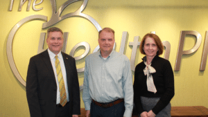 Dr. Tim Borchers, WLU President; David Flatley, Marketing Director, The Health Plan; and Betsy Delk, Executive Director, WLU Foundation