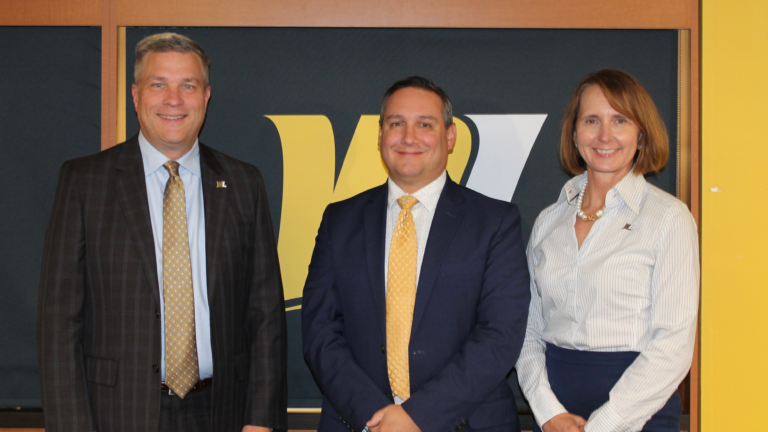 Dr. Tim Borchers, WLU President, John Chaump, Barnes & Noble College Bookstores, Regional Manager and Betsy Delk, WLU Foundation Executive Director