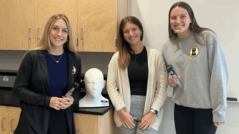 WLU students gain hands-on experience through direct patient care and advanced simulation, including the CARL hearing loss simulator, which allows safe, realistic clinical training.