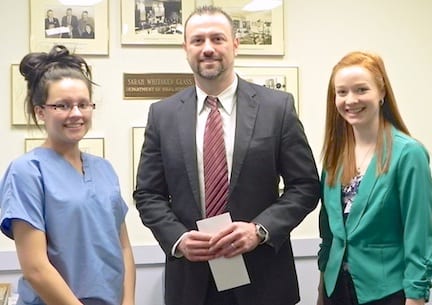 From left, Rachel Knutsen, Dr. Jeremy Crow and Neva Ambrose.