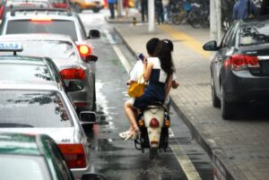 Busy street scene.