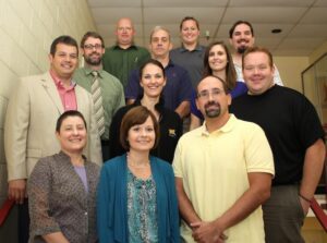 From left, first row, Sarah Davis, Leann Diandreth-Elkins, Jon Serra, second row, Jeff Pfister, Aaron Harper, Marie du Toit, Katherine Hastings, Jerold Duncan, top row, Herb Minch, Gregory Chase, Hannah Harner, Dennis Gumaer. (Abu Ma'afala and Nicole Naegele were unavailable for photo.)