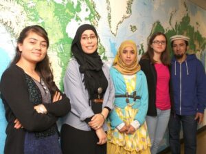 From left are: Nadia Ali, Pakistan; Asma Khadraoui, Tunisia; Kafa Al-Omaisi, Yemen; Antigona Uka, Kosovo and Abdul Muneem, Pakistan.