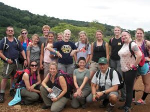 From left, (front) Marie du Toit, Heather Kalb, Makayla Smith, Fernando Perez Fonseca (guide). Standing, Theunis van Aardt, Audrey Sykes, Katie Scott, Zac Dillard, Nicki Mihalik, Krista Emch, Kelsey Robertson, Mackenzie Davis, Jillian Laslo, Taylor Rogerson Wendi Cuc and Kristin Fijalkowski.
