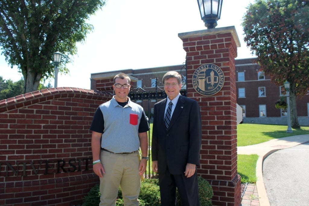From left, Student Government President Reid Boden and University President Stephen Greiner are ready to welcome students to campus.