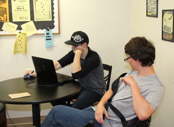 Commuters Sam Harris & Nathaniel Cumberledge, study in lounge small