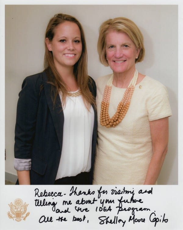 Rebecca Barnes shared her research with Senator Shelley Moore Capito this summer.