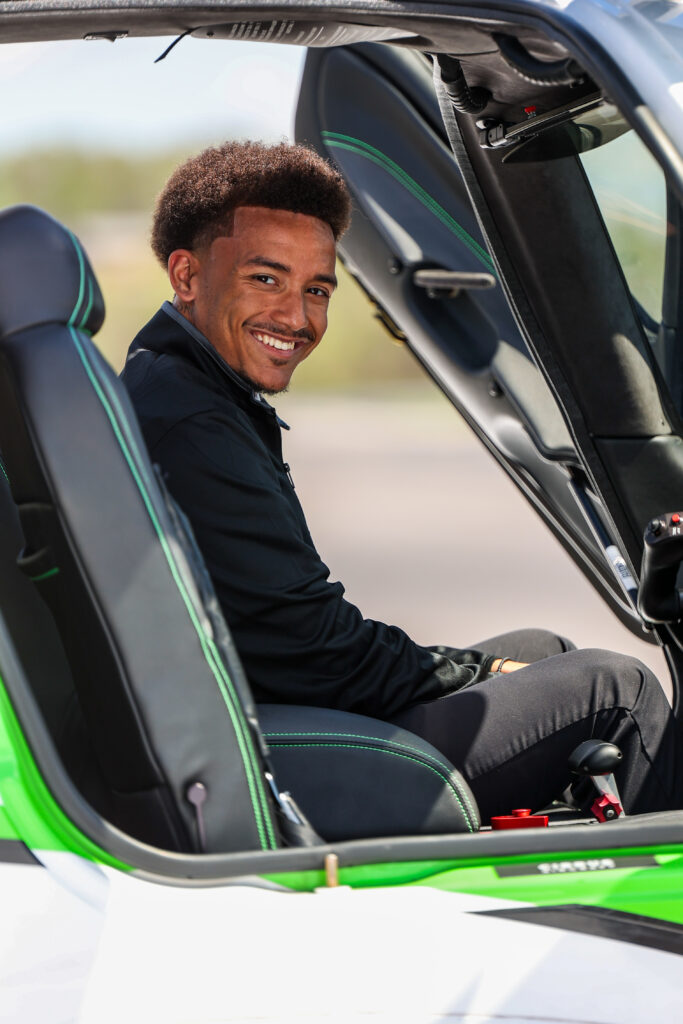 smiling student cockpit